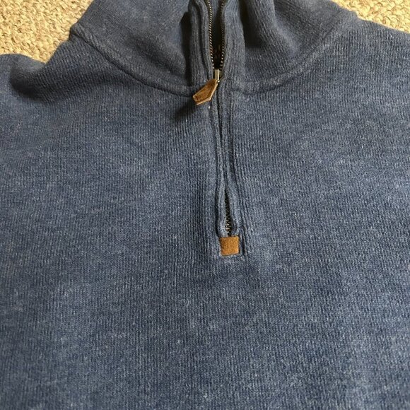 POLO Ralph Lauren Blue 1/4 Zip Men's L Pullover Knit Sweater – Orange Pony - Picture 6 of 9